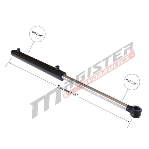 Double Acting Hydraulic Cylinder For Tang Style Universal Systems Magister Hydraulics 2 Inch Bore 16 Inch Stroke Welded Construction