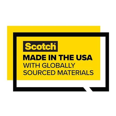 Label showing 'Made in the USA with globally sourced materials' on a yellow background for Double Sided Tape For Gift Wrapping And Crafts.