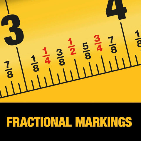 Atomic Compact 30 Ft Tape Measure With Finger Brake for Precision showing fractional markings close-up