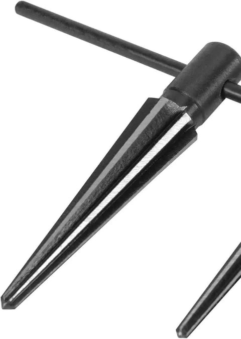 Tapered Reamer Set With T Handle For Hole Alignment And Burr Busting In Pipes Tubes Conduit And Sheet Metal 2 Piece Carbon Steel Construction Heat Treated For Long Service Life