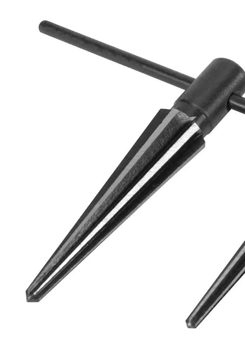 Close-up of Tapered Reamer Set With T Handle For Aligning Holes And Removing Burrs From Pipe Tubes And Conduit Carbon Steel