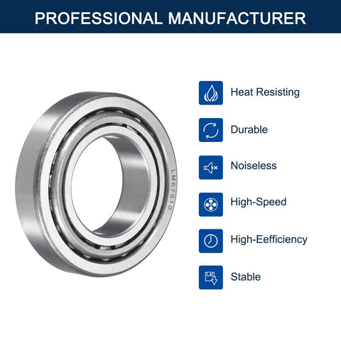 2 Pack LM67048/10 Tapered Roller Bearing Cone and Cup Set, 1.25" Bore 2.328" OD 0.625" Cup Width, Chrome Steel Taper Bearings Set, ABEC-3