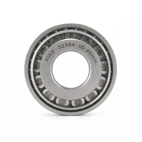 Front view of a chrome steel 2 Pcs 32304 Tapered Roller Bearings Cone And Cup Set 20x52x22.25mm built for heavy duty use.