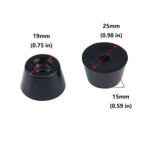24 Pack Tapered Rubber Feet Bumpers Pads With Washers And Screws, Black, 1 Inch Bottom Diameter, 0.59 Inch Height, Top 0.75 Inch Diameter