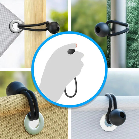 24 Pack Heavy Duty Tarp Clips With Lock Grip And Tarp Tie Downs Bungee Cords With Balls for securing tarps and tents.