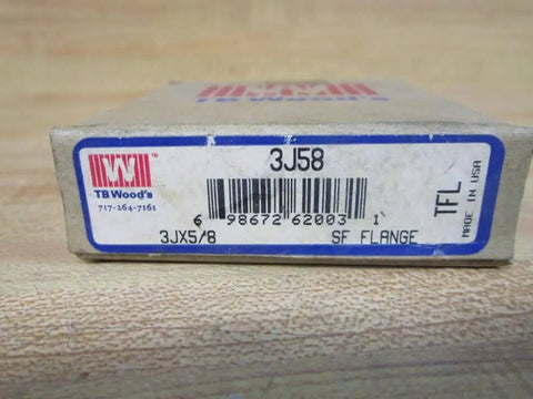 Box packaging of TB Woods 3J58 Flange Coupling Five Eighth Inch Bore Two And One Sixteenth Inch Outer Diameter Carbon Steel Hub Sleeve