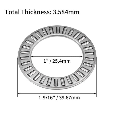 Diagram showing TC1625 Thrust Needle Roller Bearings With Washers Set 1 Inch Bore 1 9 Sixteenth Inch Outer Diameter Five Sixty Fourths Inch Width.