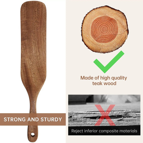 Teak Wood Mattress Lifter And Sheet Tucker Tool showing strong teak wood construction with smooth paddle design.