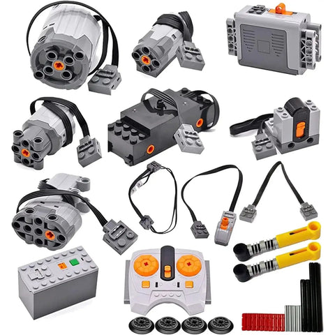 32 Piece Power Functions Motor Set For Technic Compatible Builds With Remote Control and adjustable speed components