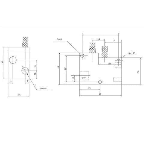 Technical drawing of Mist Coolant Lubrication Spray System for CNC Lathes and Metal Engraving Tools, showcasing component dimensions.