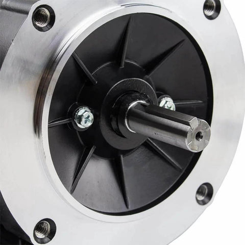 Close-up of the shaft on the 1 HP 3 Phase 56C Frame Electric Motor 1800 RPM TEFC 208-230/460V C-Face Worldwide Electric NATE1-18-56CB.