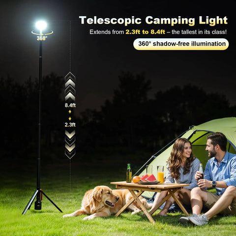 All Purpose 360 Degree Rechargeable Work Light With Remote Telescopic Stand Extends From 2.3 Feet To 8.4 Feet Ultra Bright