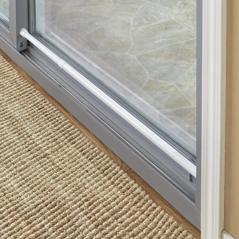 Telescopic Door Security Bar With Rubber Ends For Friction Adjustable From 26 To 48 Inches In Durable Steel And PVC installed