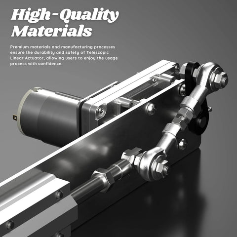 DIY reciprocating linear actuator with 24V motor, metal rail and steel linkage components