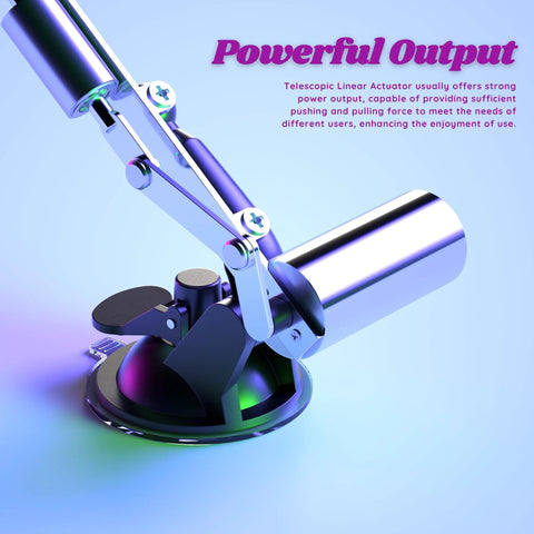 Mefape 20N mini linear actuator with 39mm stroke, M6 threaded rod, mounted on a suction-base with linkage arms
