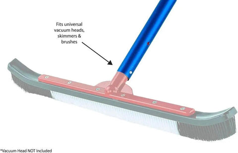 Telescoping Pool Vacuum Pole, 6 To 12 Foot Aluminum Pole For Skimmers, Brushes, Vacuums, And Nets, attached to pool brush.