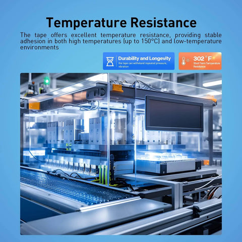 Heavy Duty Double Sided Tape 9495LE used in an electronic manufacturing environment showcasing temperature resistance feature