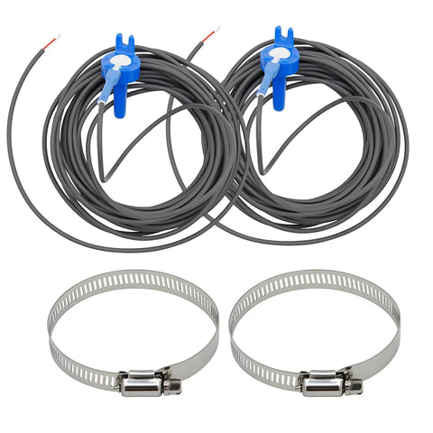 MEFONKOU temperature sensor with 20ft cable, blue probes, 2-pack with stainless steel hose clamps