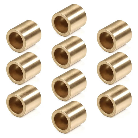 Ten Pack Brass Sleeve Bearings With One Quarter Inch Bore Two Fifths Inch Outer Diameter And Two Fifths Inch Length Self Lubricating