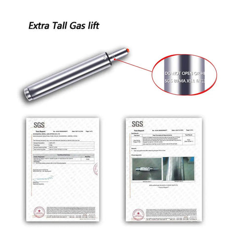 Ten Inch Long Stroke Gas Lift Cylinder For Bar Stools And Drafting Chairs Replacement Built To Last, cylinder and certificates