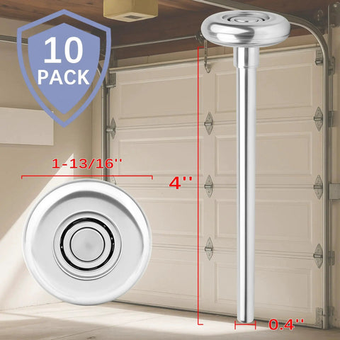 Ten Pack Four Inch Stem Steel Garage Door Rollers For Two Inch Garage Track With Ten Ball Bearings Quiet Durable High Load Commercial Wheels And Precision Bearings Standard OEM Size For Residential Doors with dimensions shown
