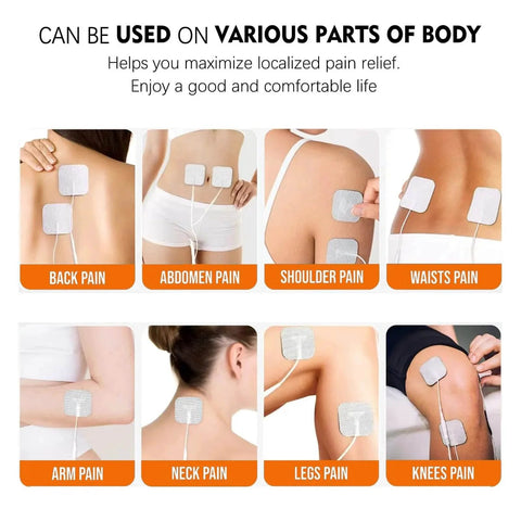 24PCS TENS Unit Replacement Pads 2X2 applied on back, abdomen, shoulder, waist, arm, neck, leg, knee for pain relief