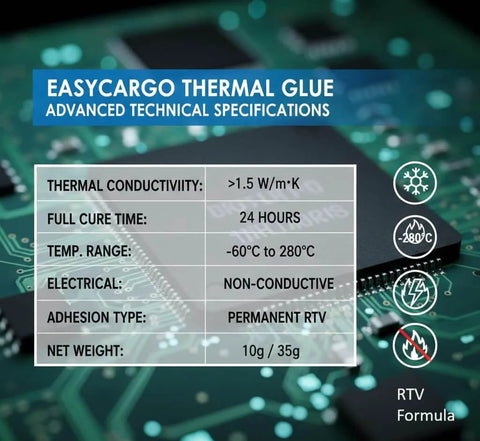 EasyCargo Heavy Duty Silicone Thermal Glue For GPU VRM VRAM LED Heatsinks And IC Chips Non Conductive Permanent Bonding For MOSFET