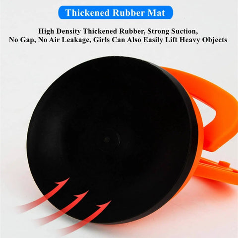 Close-up of Two Pack Glass Vacuum Suction Cups Lifter with Durable Rubber Chassis, highlighting strong suction and power grip handle.