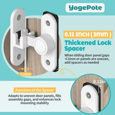 90 To 180 Degree Barn Door Lock Kit Made From Zinc Alloy Flip Gate Latches Hardware For Bathroom Bedroom Fence Garage Cabinet And Outdoor Sliding Doors Provides Home Security And Privacy White 2 Pack showing thickened lock spacer.