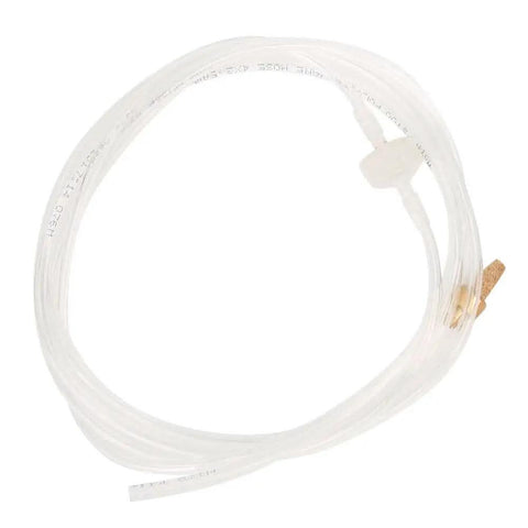 Universal Pneumatic Thin Mist Coolant Sprayer For CNC Engraving with clear tubing and brass nozzle, shown coiled.