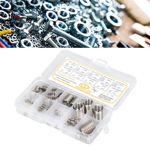 Thread Repair Kit 41 Piece Insert Assortment For M2 Through M14 Stainless Steel Thread Inserts With Storage Box for repairs