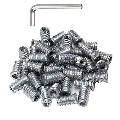 Threaded Inserts for Wood 1/4-20 Furniture Screw in Threaded Insert Nuts 20mm Length Pack of 40 - VXB Ball Bearings