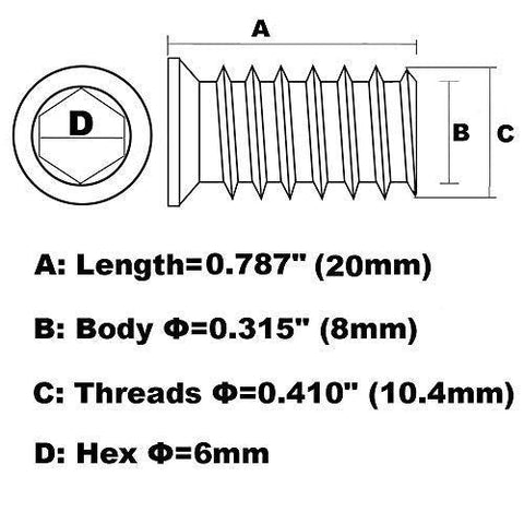 Threaded Inserts for Wood 1/4-20 Furniture Screw in Threaded Insert Nuts 20mm Length Pack of 40 - VXB Ball Bearings