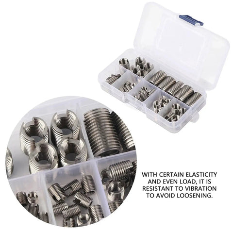 50 Pcs Threaded Inserts Set Self Tapping Stainless Steel Inner Thread For Plastic And Soft Materials With Storage Box