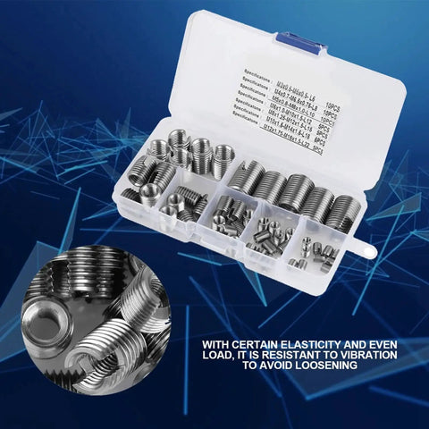 50 Pcs Threaded Inserts Set Self Tapping Stainless Steel Inner Thread For Plastic And Soft Materials With Storage Box