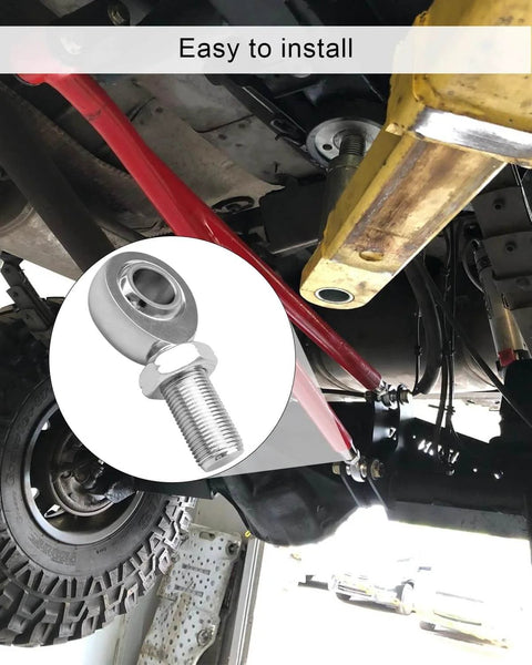 Installed 3/4 inch Heim joint rod end kit with jam nuts, chromoly spherical rod ends, for panhard rods and suspension links.