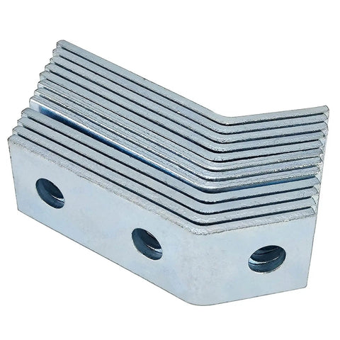 Three Hole Open Angle Bracket Corner Brace Framing Connector For Strut Channel Unistrut Compatible Fits One Half Inch Bolts And One And Five Eighths Inch Channel Pack Of Twelve shown stacked