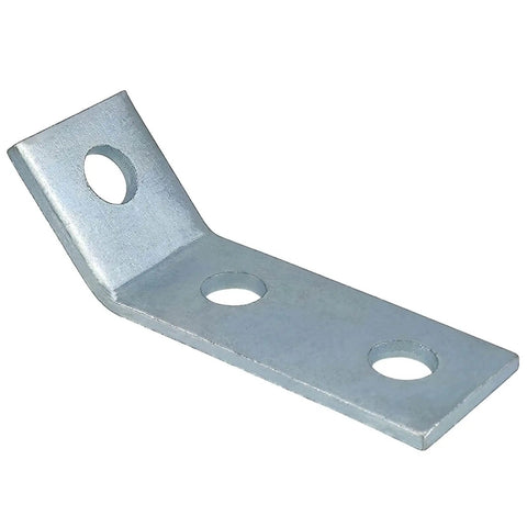 Three Hole Open Angle Bracket Corner Brace Framing Connector For Strut Channel Unistrut Compatible Fits One Half Inch Bolts And One And Five Eighths Inch Channel Pack Of Twelve shown from the side