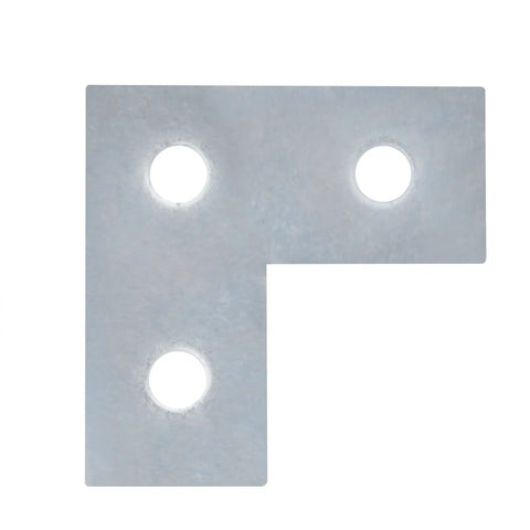Six Pack L Shaped Connector Bracket For 1-5/8 Inch Strut Channel With Three Hole Flat Plate Fitting And 3/16 Inch Thick Steel Silver Finish