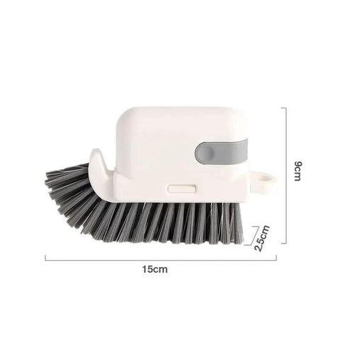 3-In-1 Removable Window Slot Brush With Hidden Scraper, side view showing dimensions and bristle detail, portable orange cleaning tool for home