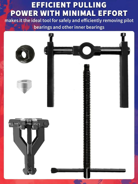 Three Jaw Inner Pilot Bearing Puller For Car SUV Motorcycle Bearing Removal Tool Universal Fit For Sleeve Type Bearings From 0.7 To 1.5 Inches Great For Flywheels Wheels And Machine Bearings, parts displayed