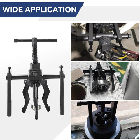 Three Jaw Inner Bearing Puller Set with black oxide finish and reversible action for automotive bearings and bushings removal kit