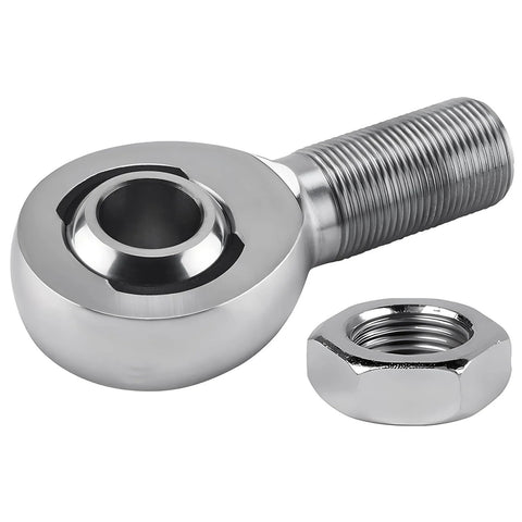 3/4 inch Heim Joint Rod End Bearing with jam nut, right hand 3/4-16 thread chromoly panhard rod end shown with zinc plating