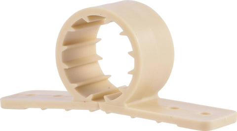 HoldRite 3/4 in standard clamp pipe support with mounting base, beige plastic, for PEX copper CPVC (232Z10)
