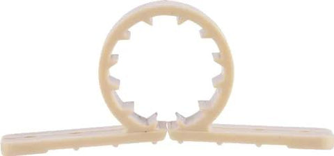 HoldRite 3/4 in standard pipe clamp, beige plastic, pair for PEX, copper and CPVC
