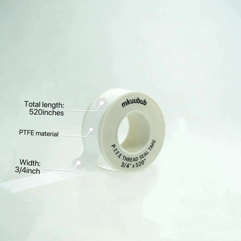 Three Quarter Inch PTFE Thread Tape for Plumbers White Teflon Tape 520 Inches Long Non Stick Leak Proof Easy to Apply Durable