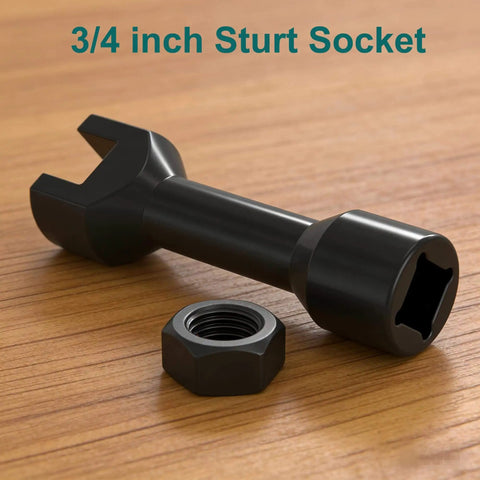 Three Quarters Inch Strut Socket With One Half Inch Drive For One And Five Eighths Inch Wide Strut Channels Heat Treated Alloy Steel Forging Suspension Socket Tool Black.