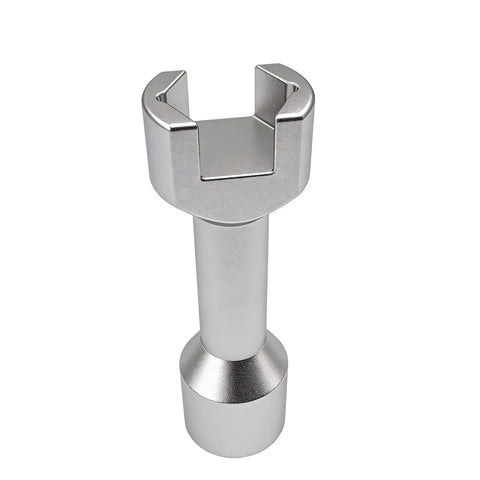 Front view of Three Quarter Inch Strut Socket With One Half Inch Drive For One And Five Eighths Inch Wide Strut Channels Forged Heat Treated Alloy Steel Suspension Socket Tool Silvery