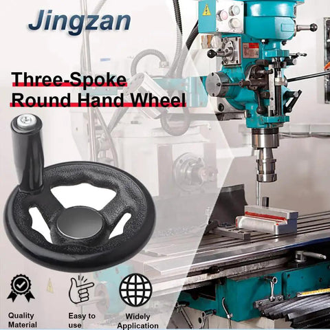 Two Pack Round Hand Wheel With Three Spokes 4 Inch Diameter And 0.47 Inch Thick Revolving Knob Handle for Machinery Use