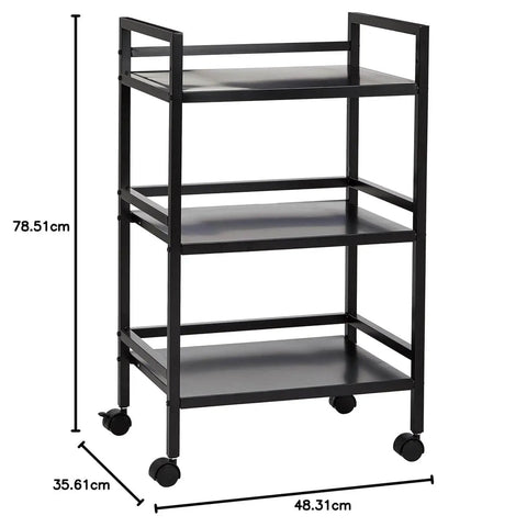 Three Tier Metal Rolling Utility Cart With Open Shelves For Quick Access And Grab And Go Mobility Ideal For Kitchen Bathroom And Workshop Durable Metal Construction In Black From Amazon Basics